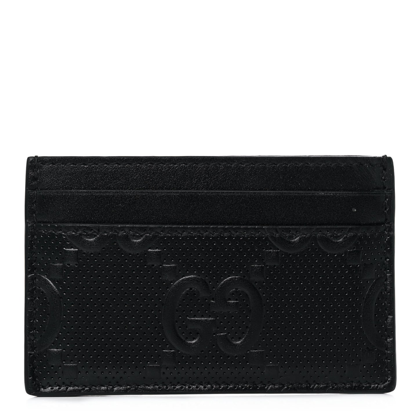 Calfskin GG Tennis Embossed Card Holder Black