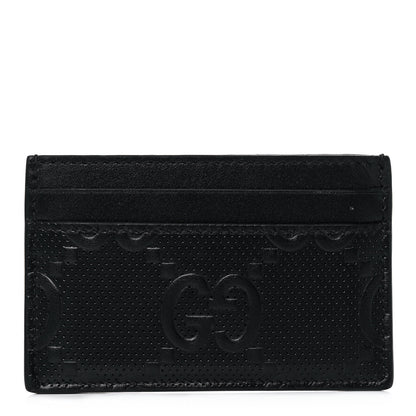 Gucci Calfskin GG Tennis Embossed Card Holder Black 1 of 8