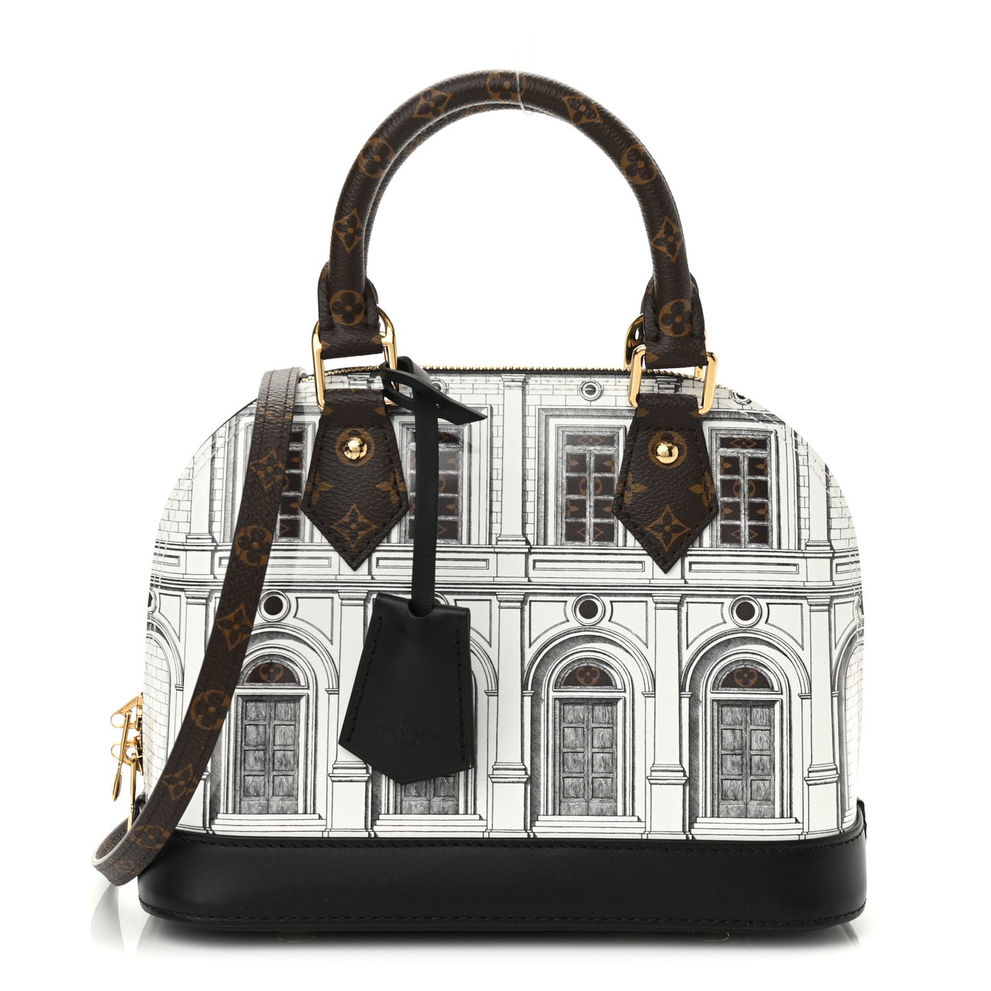 X FORNASETTI Calfskin Architettura Alma BB Black White