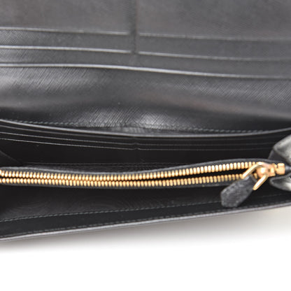 Prada Saffiano Continental Flap Wallet Black 5 of 10