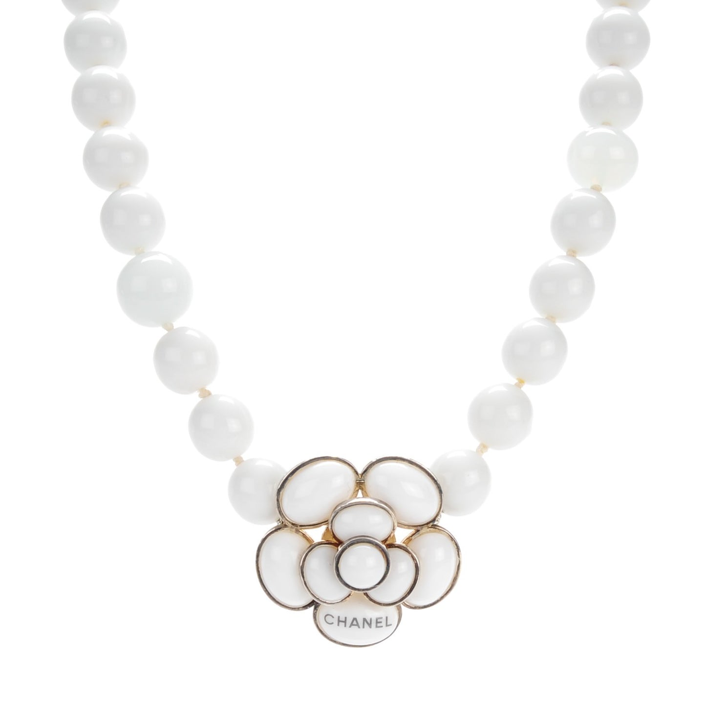 Resin Beaded Camellia CC Choker White