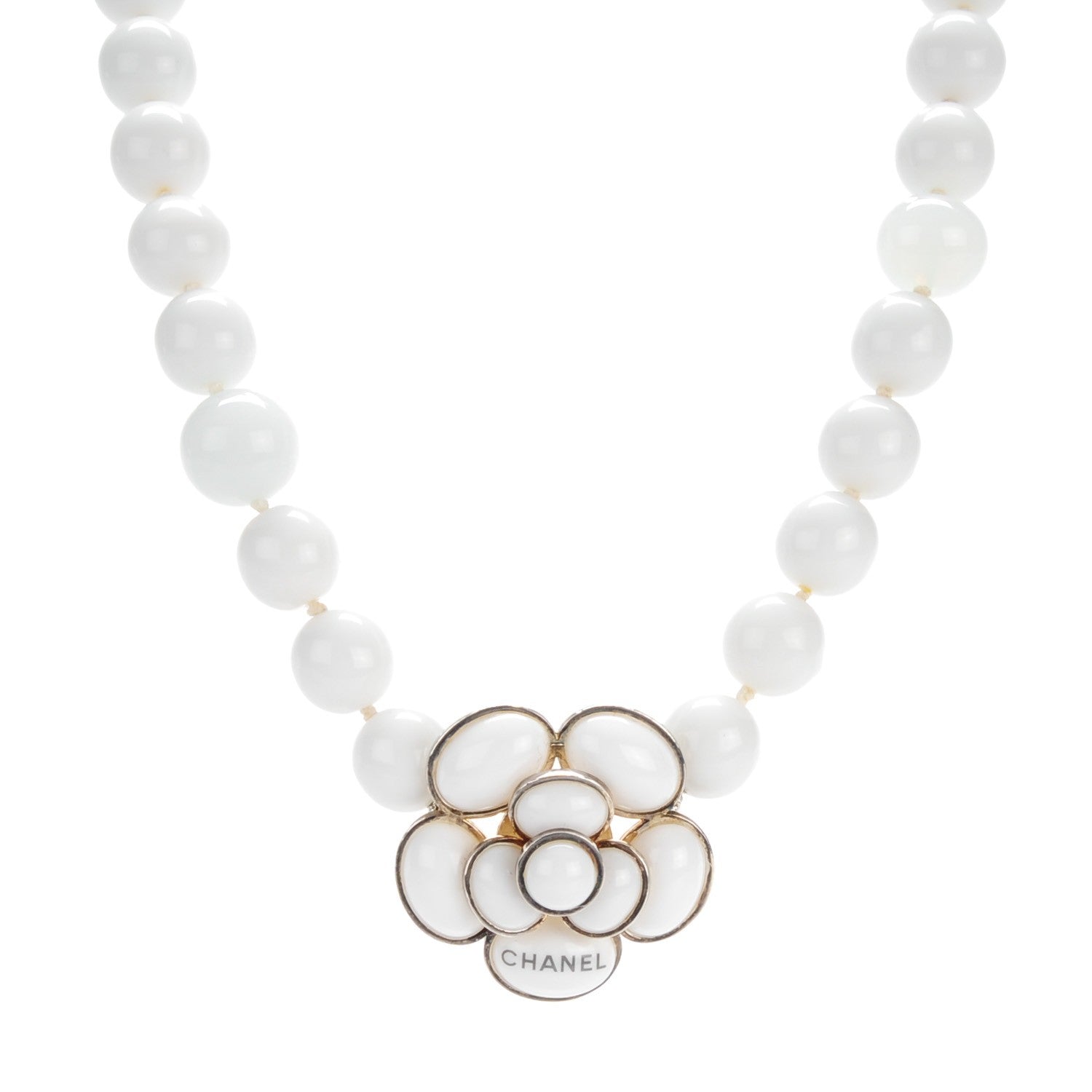 Chanel Resin Beaded Camellia CC Choker White 1 of 3
