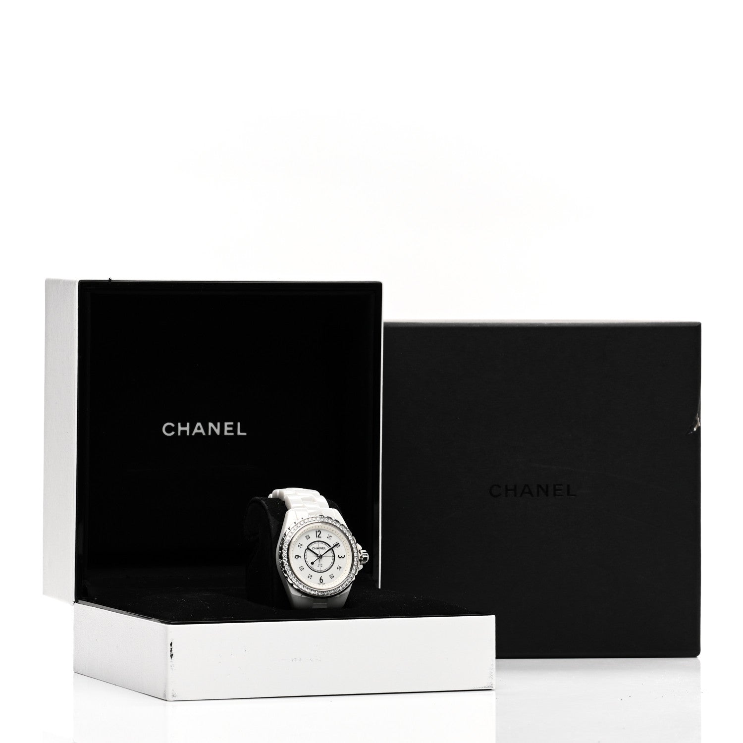 Chanel Stainless Steel Ceramic Diamond Bezel 33mm J12 Quartz Watch White 5 of 5