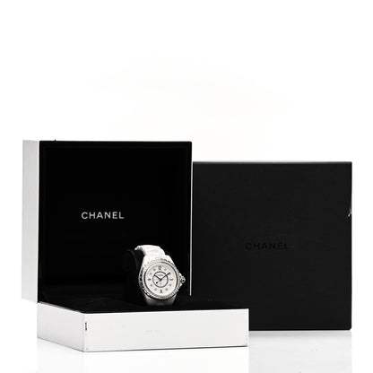 Chanel Stainless Steel Ceramic Diamond Bezel 33mm J12 Quartz Watch White 5 of 5