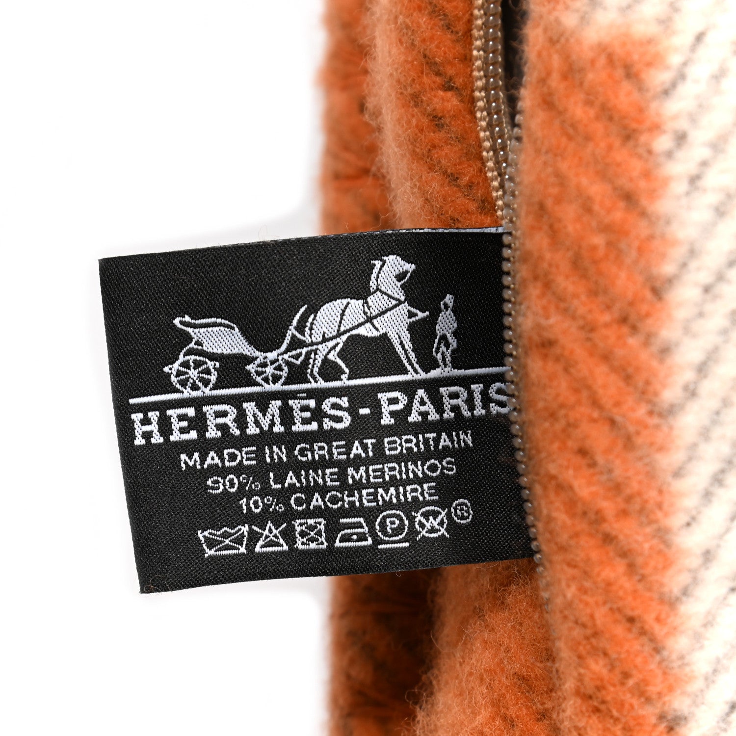 Hermes Wool Cashmere Avalon Pillow PM Ecru Potiron 3 of 3