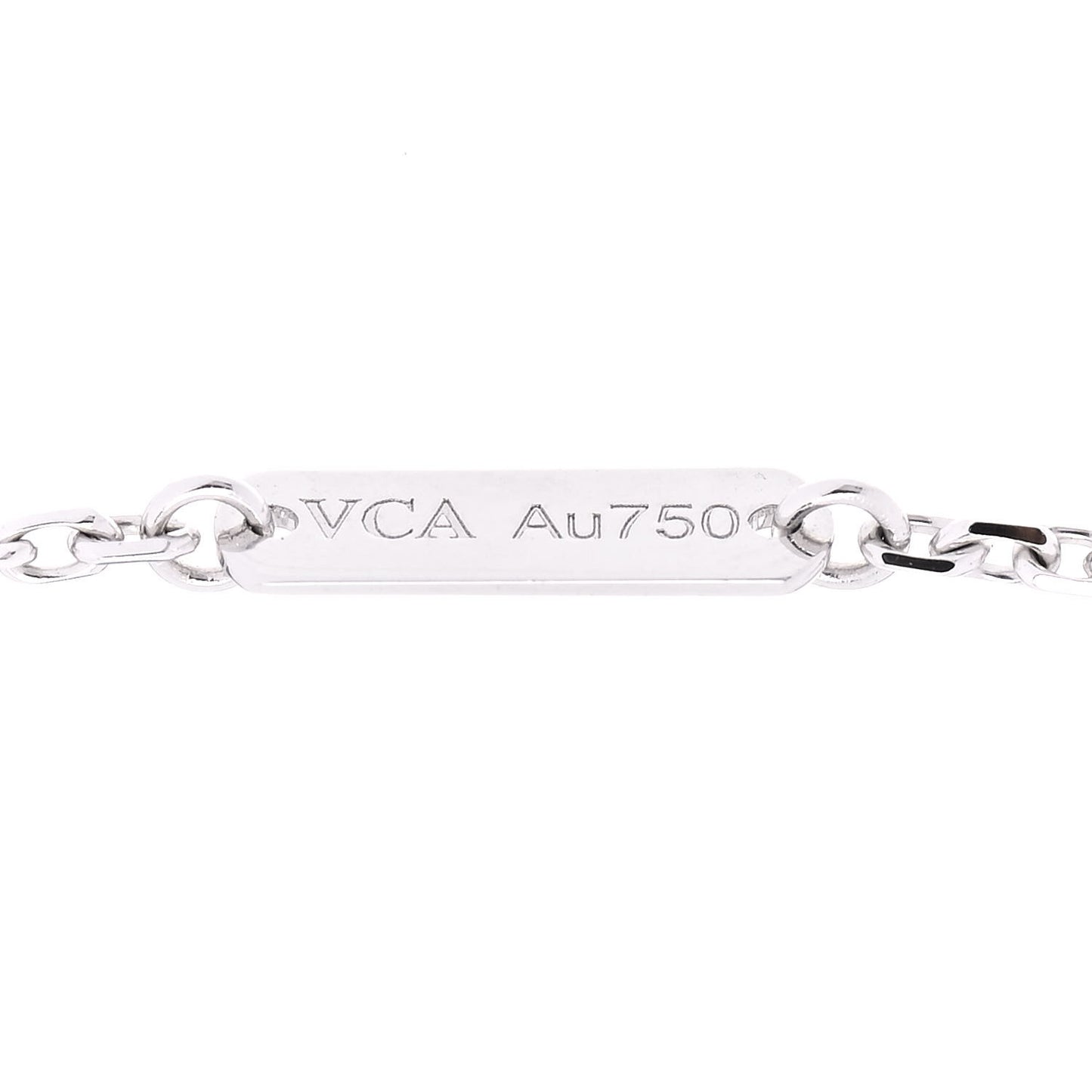 18K White Gold Chalcedony Vintage Alhambra Pendant Necklace