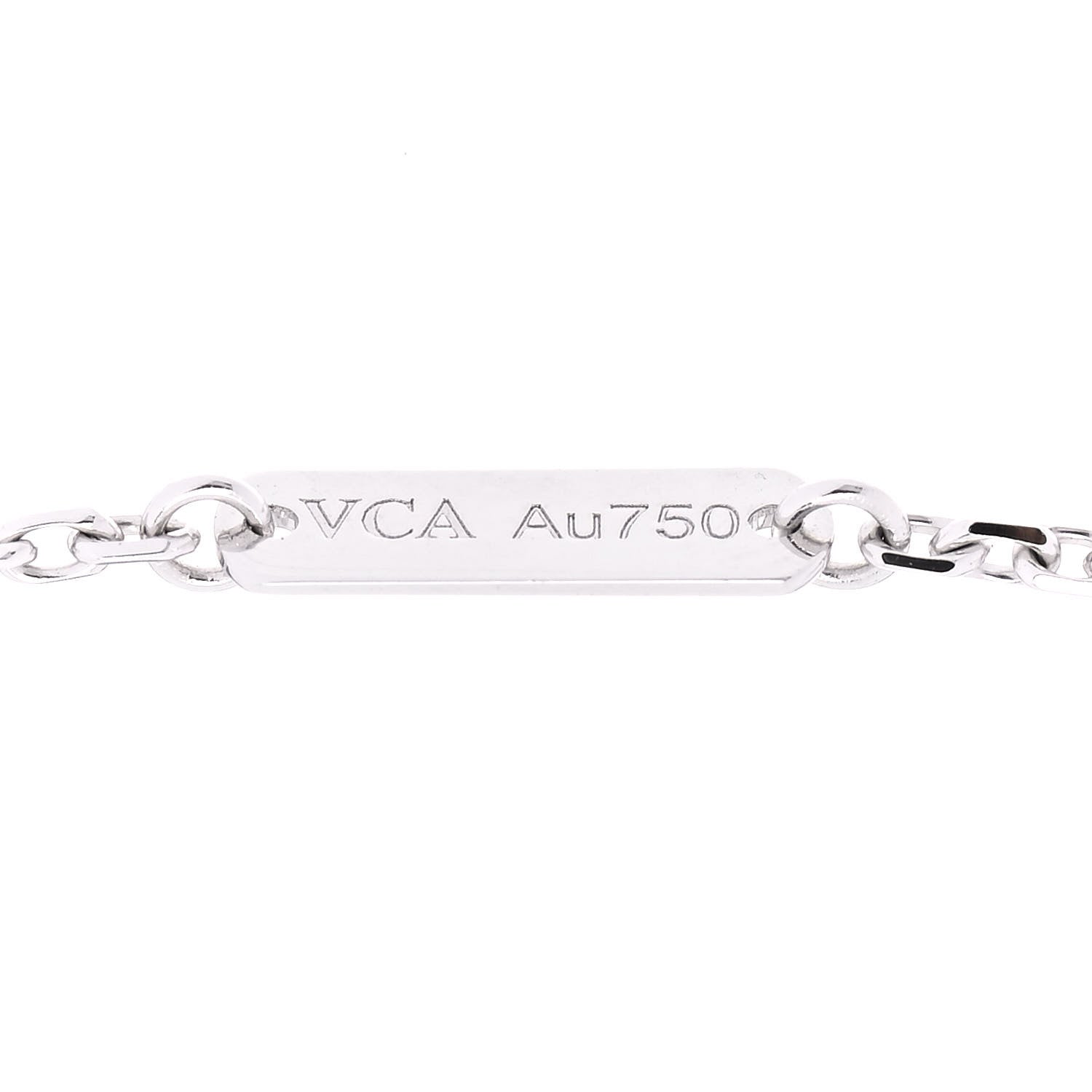 Van Cleef & Arpels 18K White Gold Chalcedony Vintage Alhambra Pendant Necklace 4 of 7