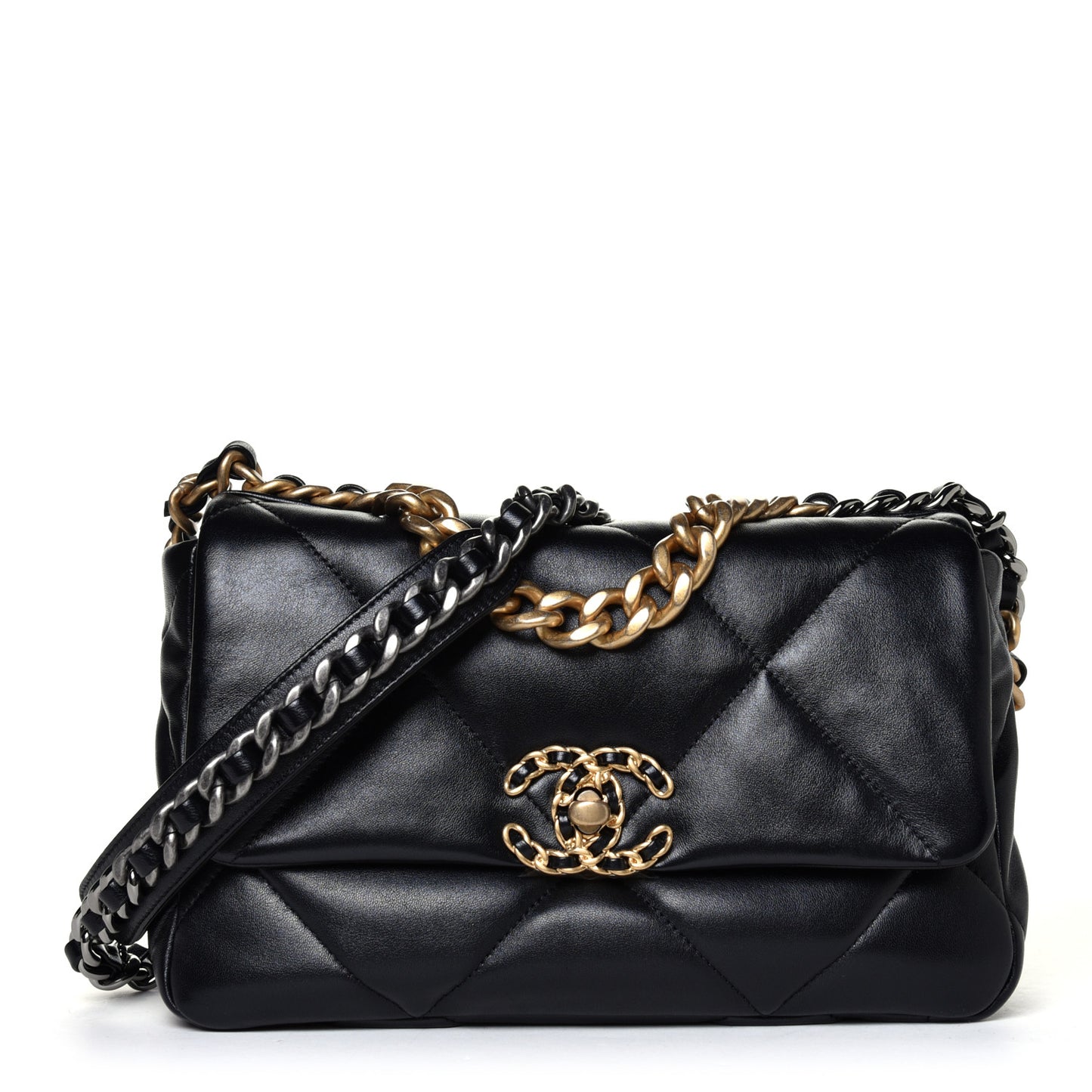 Lambskin Quilted Medium Chanel 19 Flap Black