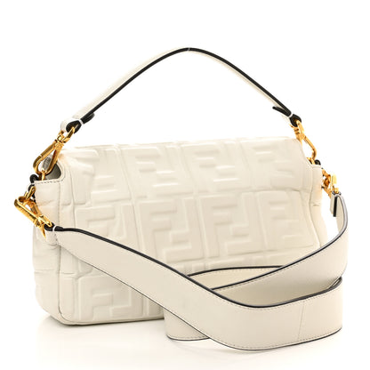 Fendi Nappa FF 1974 Embossed Baguette White 2 of 9