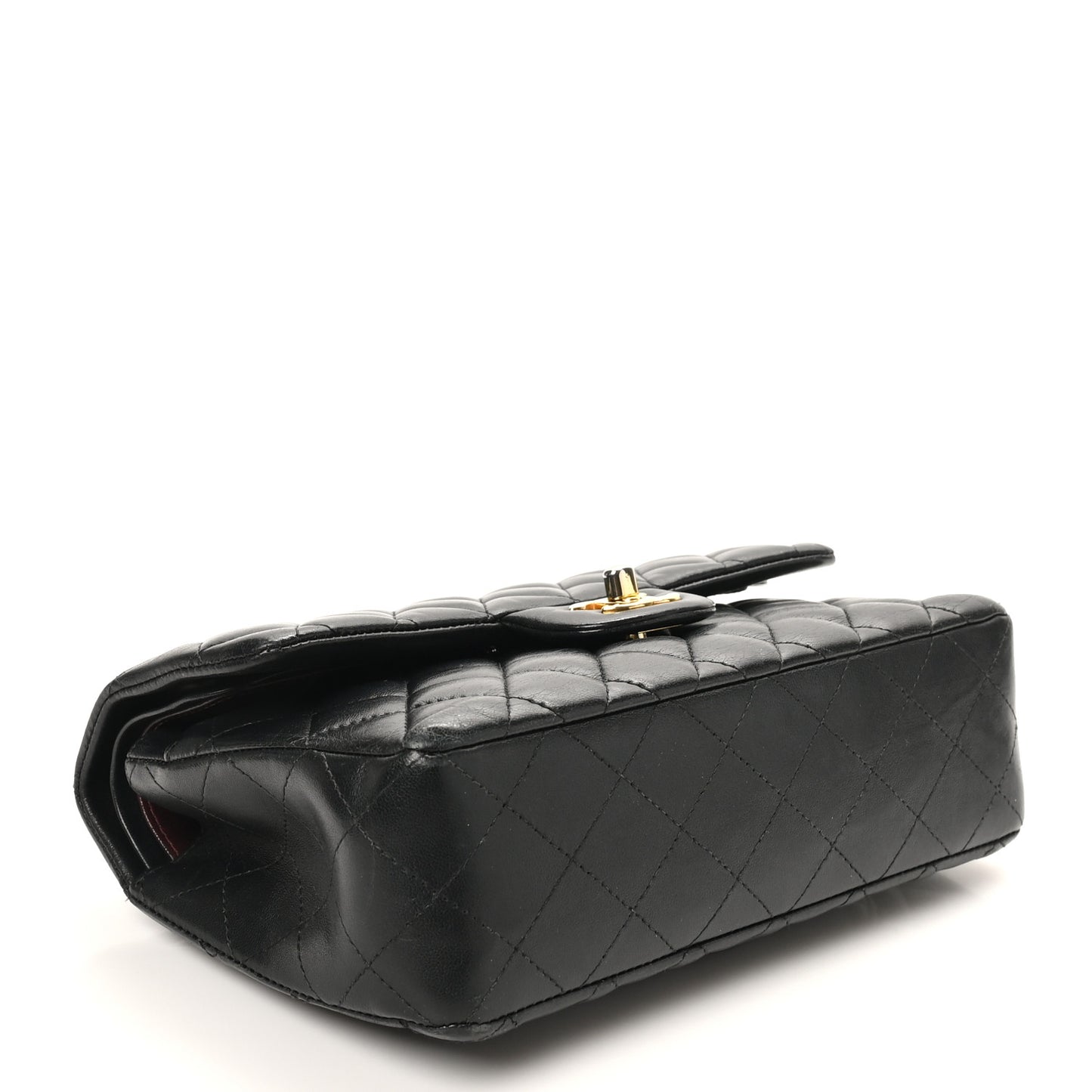 Lambskin Quilted Small Double Flap Black