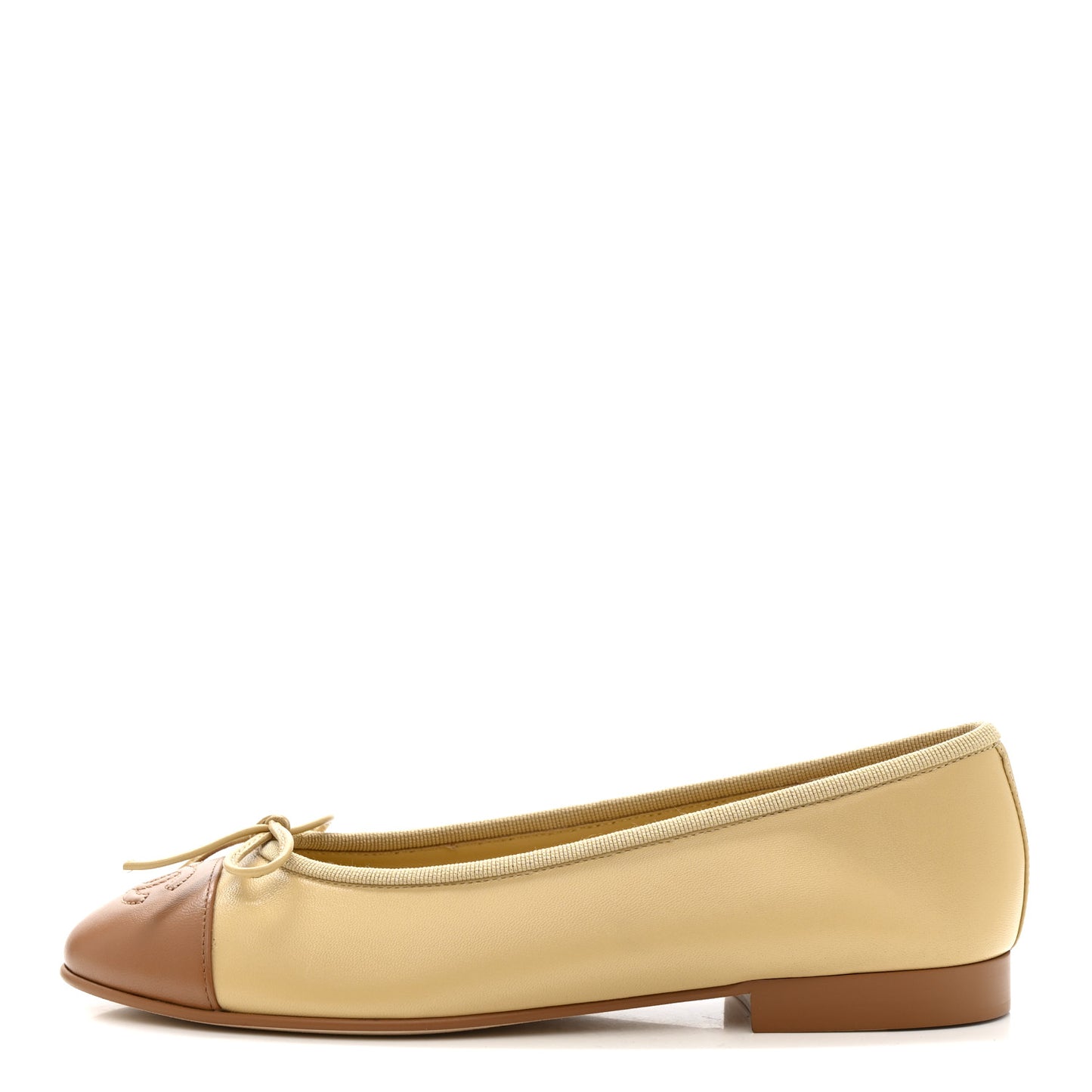 Lambskin Cap Toe CC Ballerina Flats 35.5 Beige Light Beige