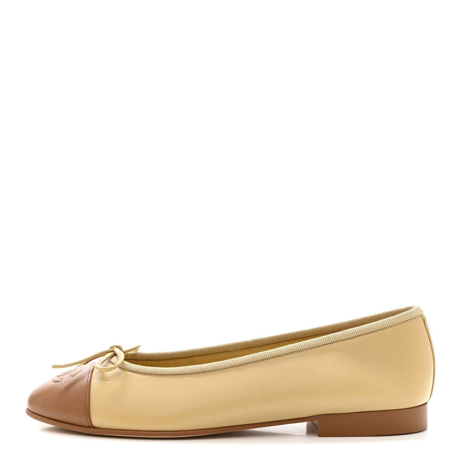 Chanel Lambskin Cap Toe CC Ballerina Flats 35.5 Beige Light Beige 1 of 10