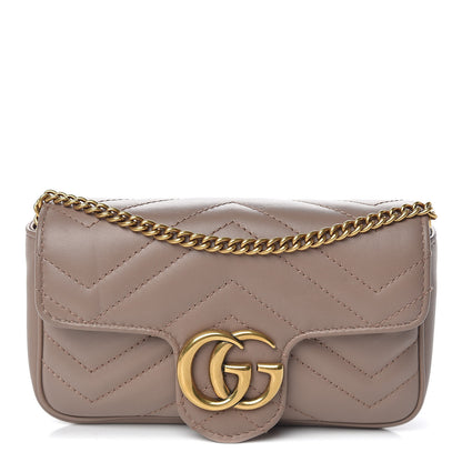 Gucci Calfskin Matelasse Super Mini GG Marmont Shoulder Bag Porcelain Rose 1 of 11