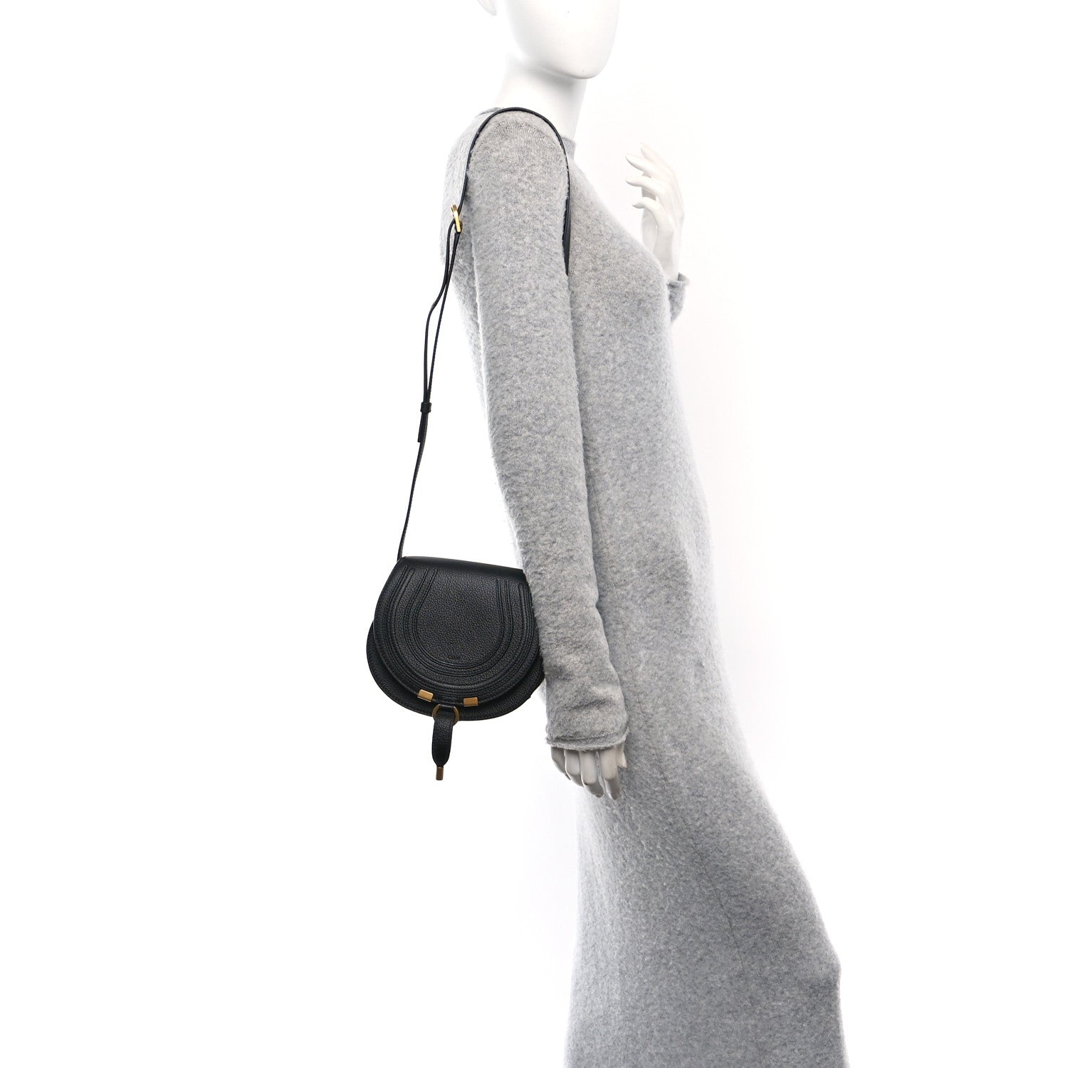 Chloe Calfskin Mini Marcie Round Crossbody Bag Black 2 of 10