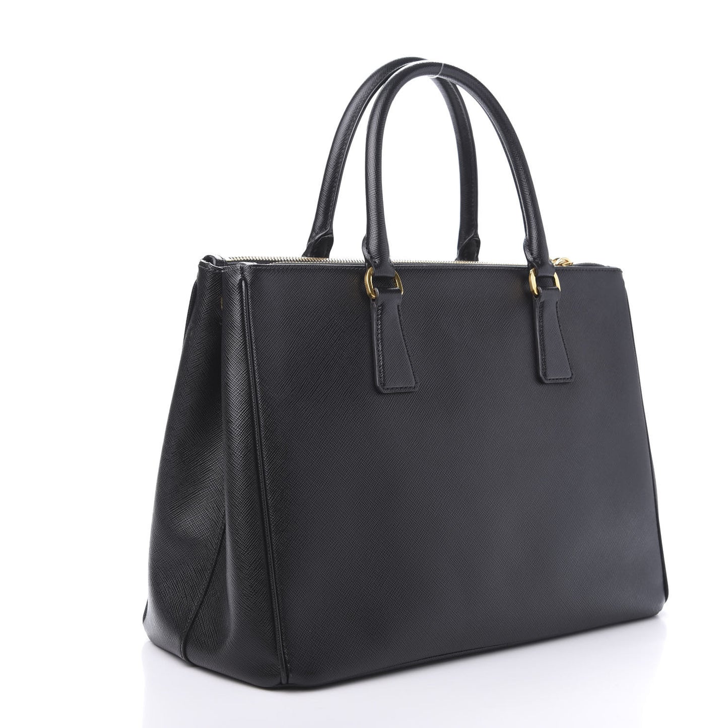 Saffiano Medium Galleria Double Zip Tote Black
