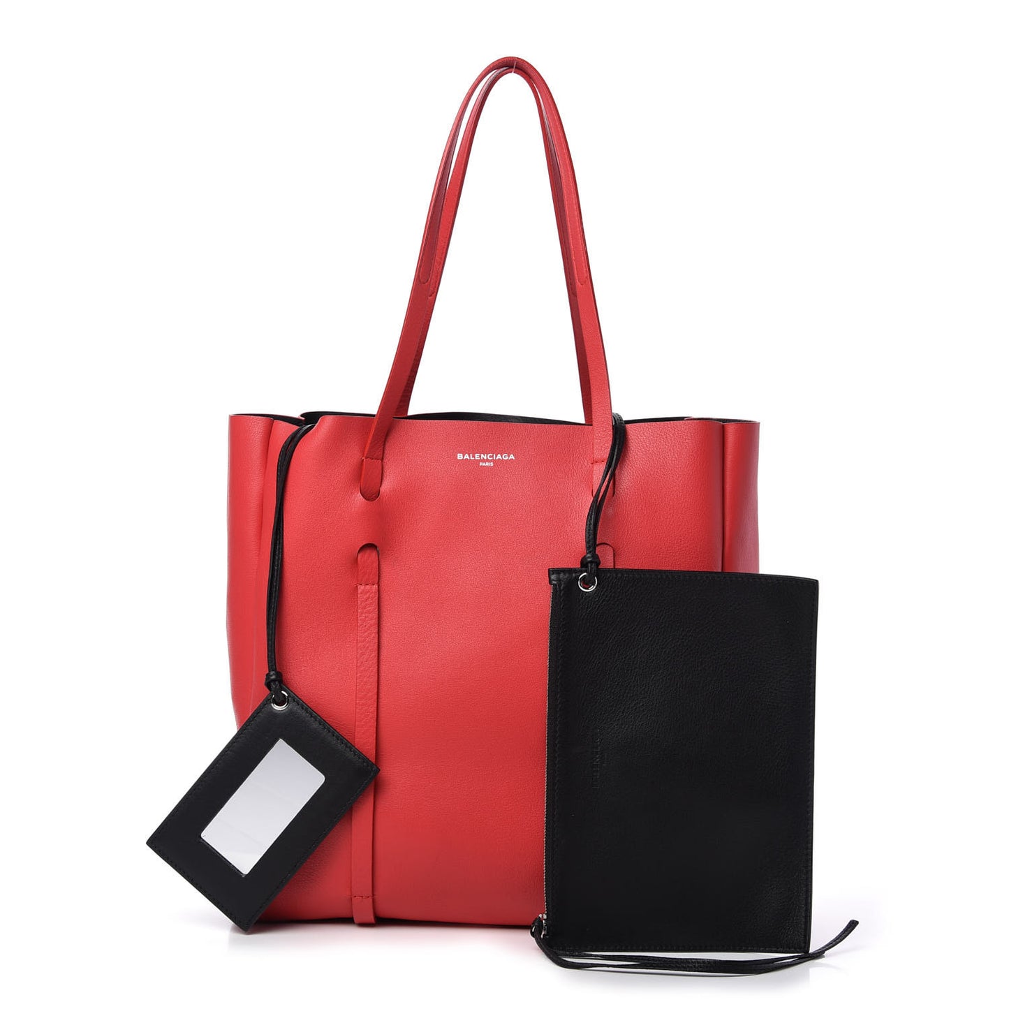 Veau Baltimore Double Sided Small Everyday Tote Rouge Vermeil Black