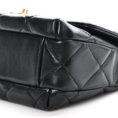 Chanel Shiny Lambskin Quilted Mini Pearl Logo Flap Black 9 of 10