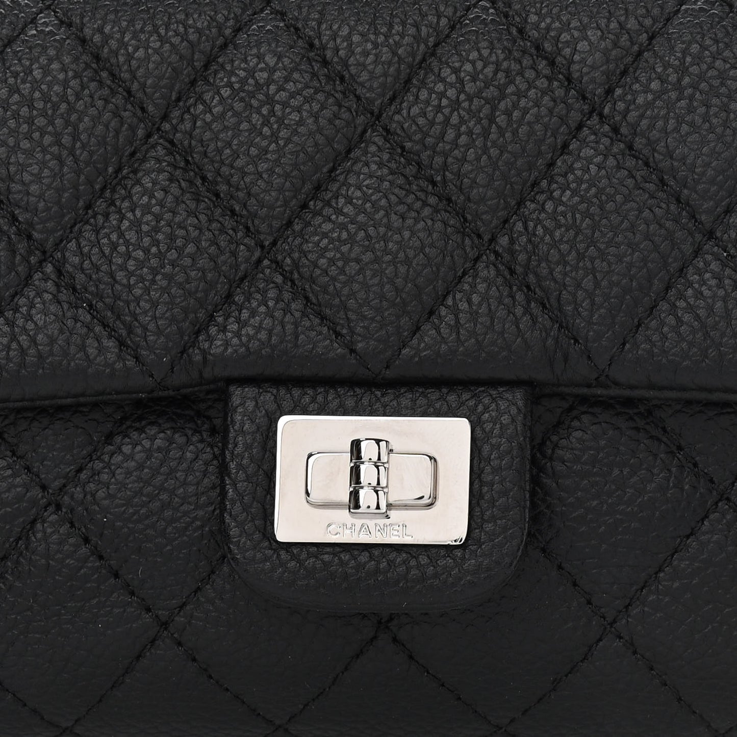 Grained Calfskin Quilted 2.55 Reissue Flap Belt Bag Clutch Black
