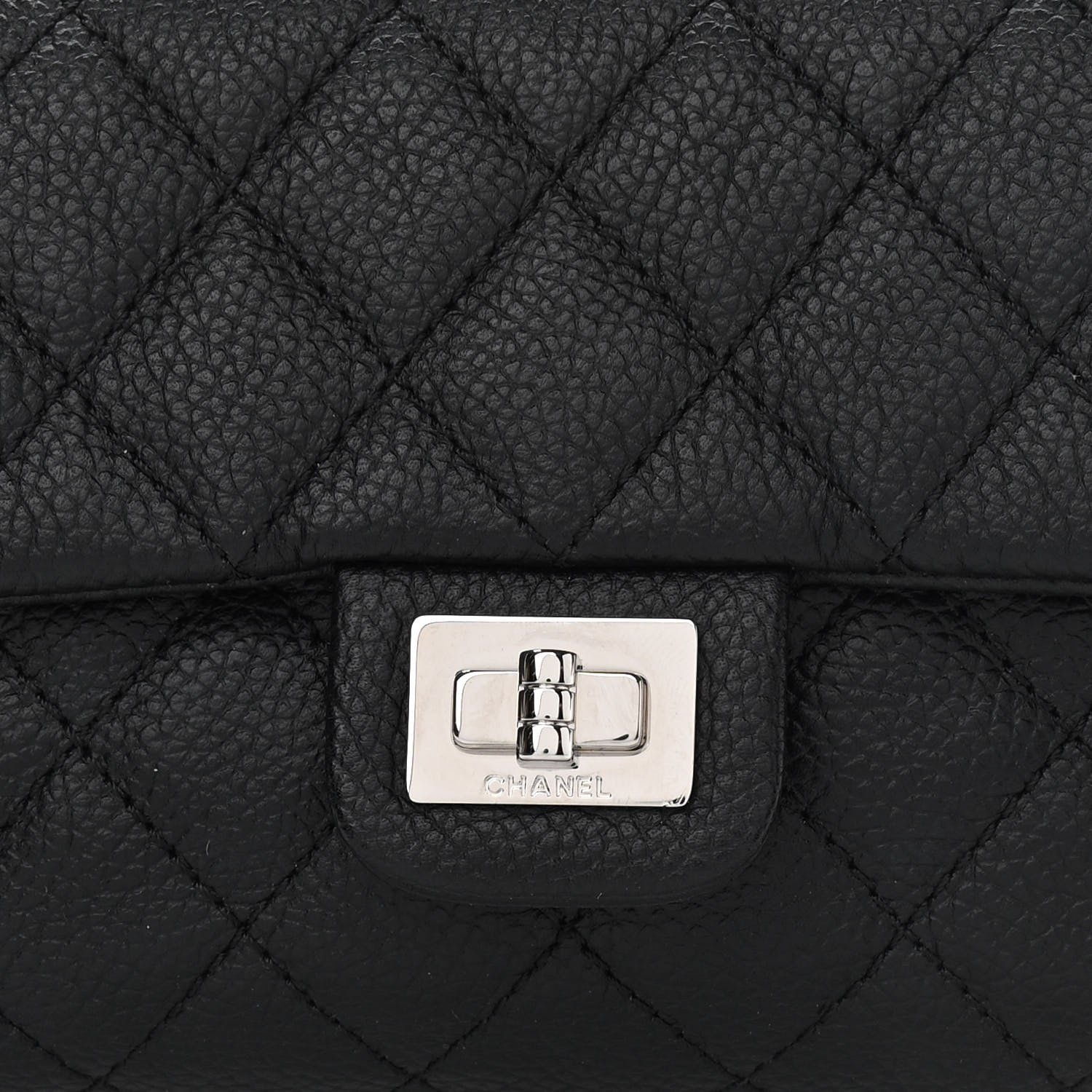Chanel Grained Calfskin Quilted 2.55 Reissue Flap Belt Bag Clutch Black 8 of 10