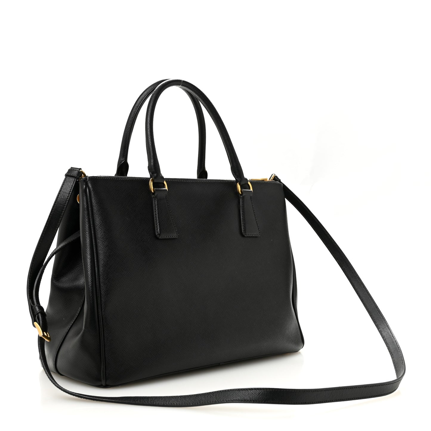 Saffiano Medium Galleria Double Zip Tote Black