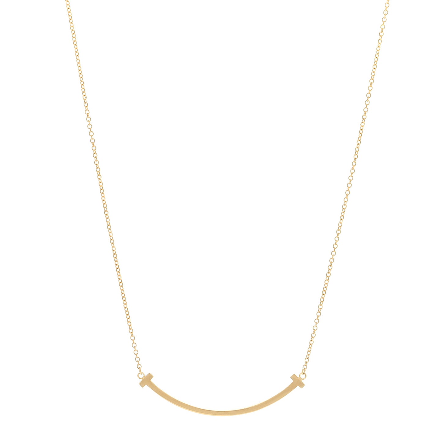18K Yellow Gold Small T Smile Pendant Necklace