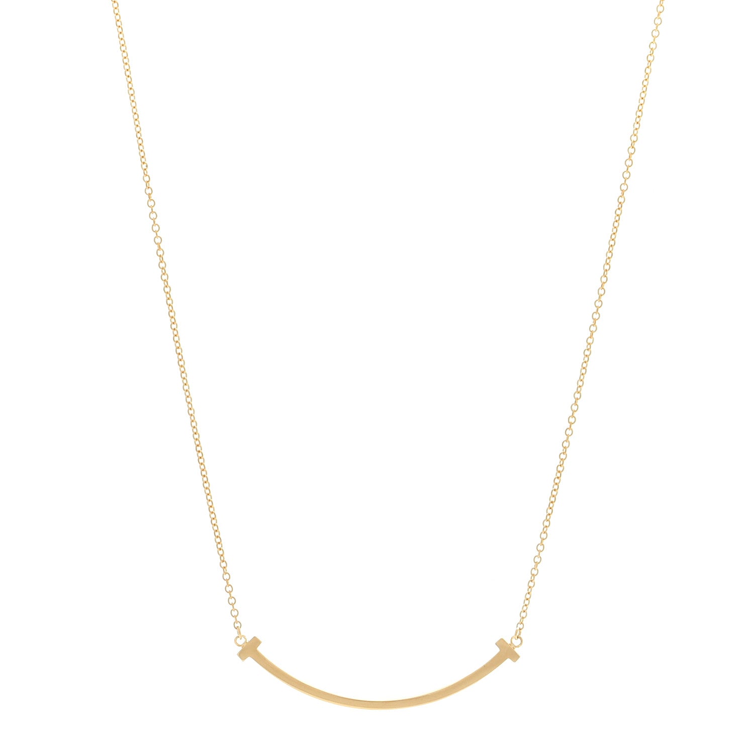 Tiffany 18K Yellow Gold Small T Smile Pendant Necklace 1 of 4