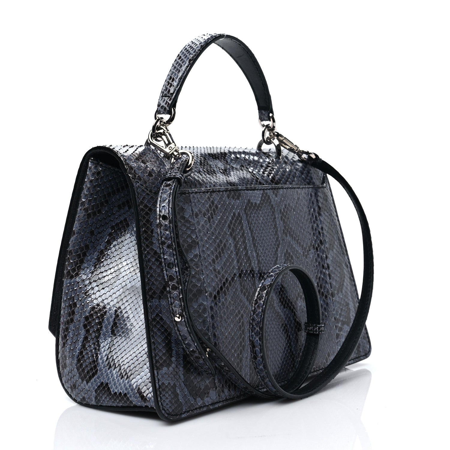 Jimmy Choo Snakeskin Crystal Madeline Top Handle Denim Blue 2 of 9