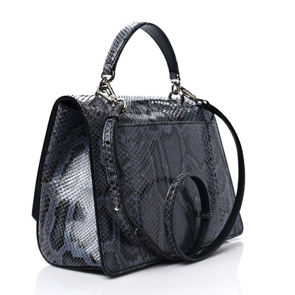 Jimmy Choo Snakeskin Crystal Madeline Top Handle Denim Blue 2 of 9