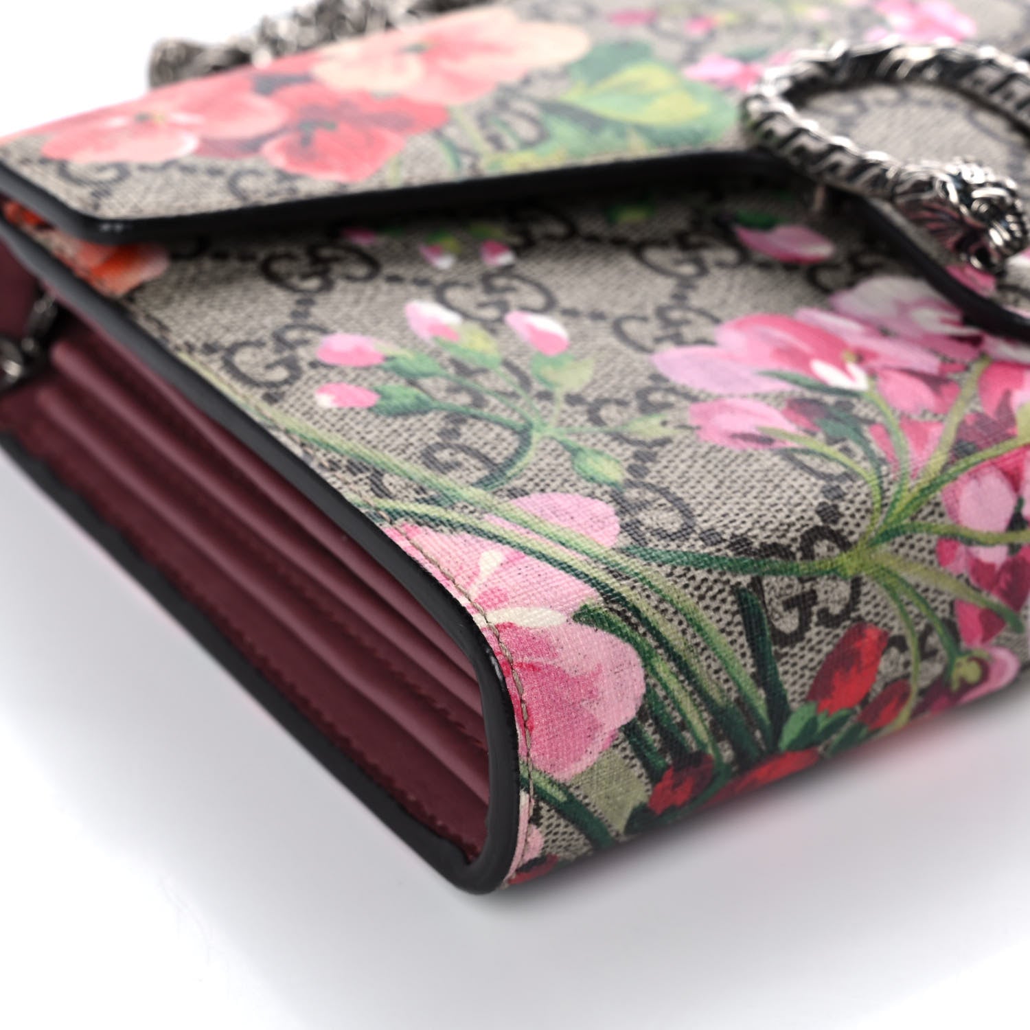 Gucci GG Supreme Monogram Blooms Mini Dionysus Chain Wallet Beige Multicolor Dry Rose 8 of 10