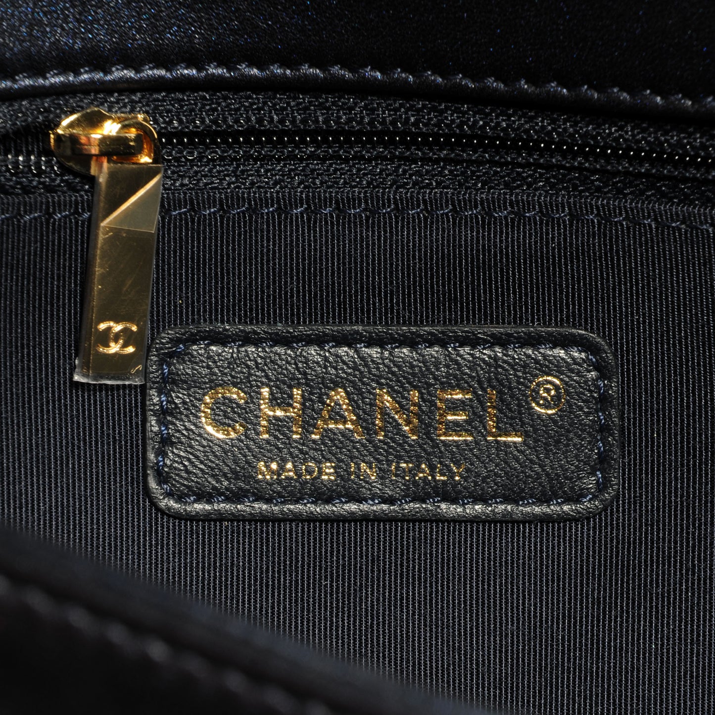 Lambskin Cube Embossed Large Boy Flap Navy Blue