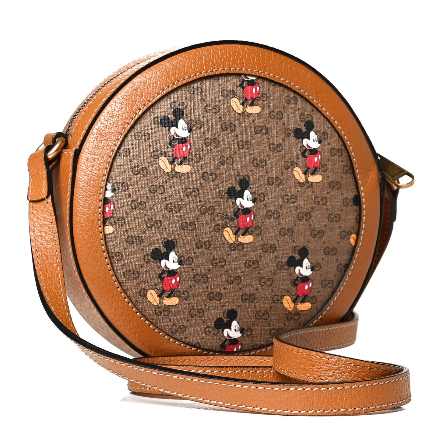 X DISNEY Mini Vintage GG Supreme Monogram Mickey Mouse Round Shoulder Bag Beige Vintage Sun Oil