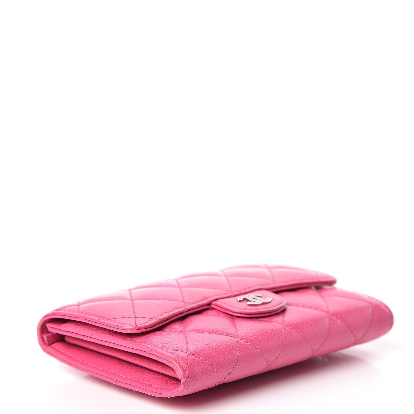 Caviar Quilted Small Flap Wallet Pink