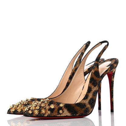 Christian Louboutin Lurex Panthere Drama Sling 100 Pumps 38 Black Gold 3 of 8