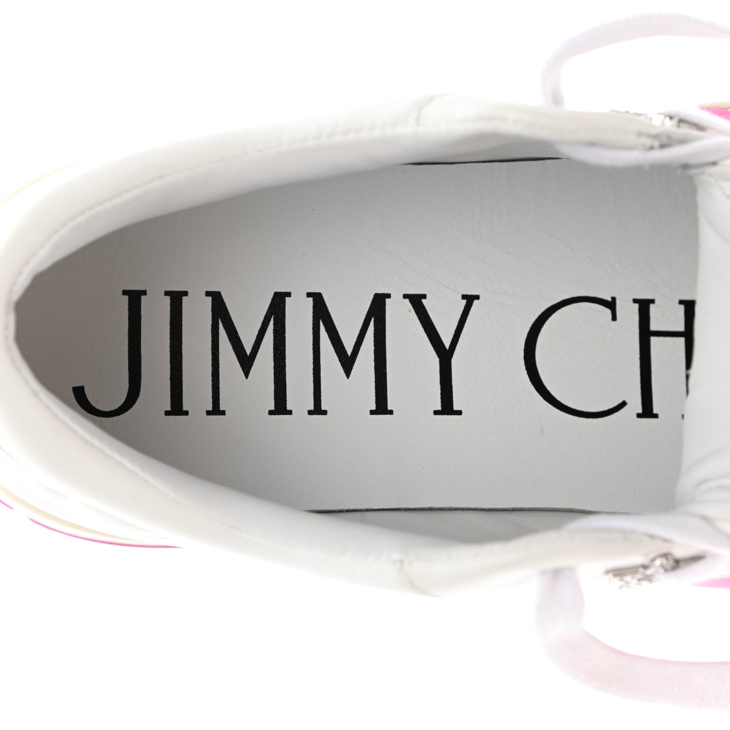 Jimmy Choo Calfskin Vinyl Striped Hawaii Flatform Sneakers 39 White Fuchsia 7 of 9
