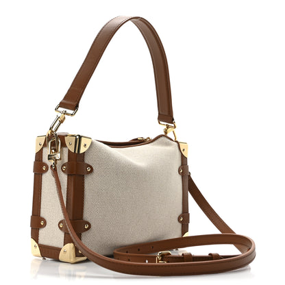 Louis Vuitton Canvas Side Trunk MM Ecru Cognac 3 of 9