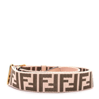 Fendi Jacquard Ribbon Vitello King FF Bi-Color Intreccio Adjustable Strap You Light Rose Camel 2 of 4