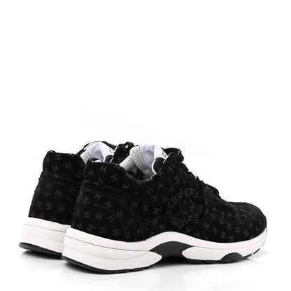 Chanel Suede Calfskin Printed CC Sneakers 36 Black 4 of 9