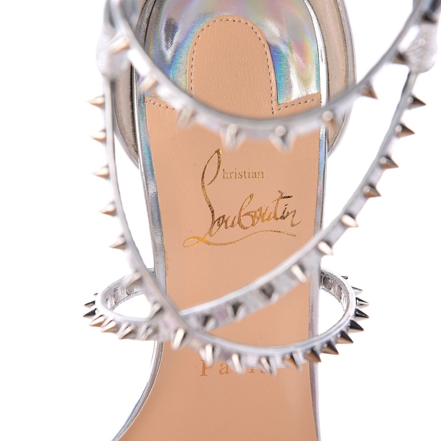 Christian Louboutin Lurex Specchio Choca Lux 120 Sandals 38.5 Silver 6 of 9