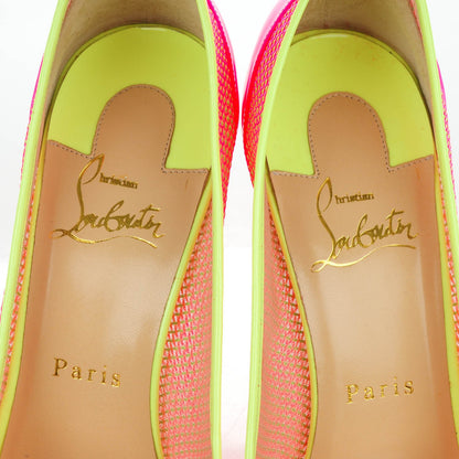 Christian Louboutin Lace Patent Raphia Follies 100 Pumps 38.5 Shocking Pink 7 of 9