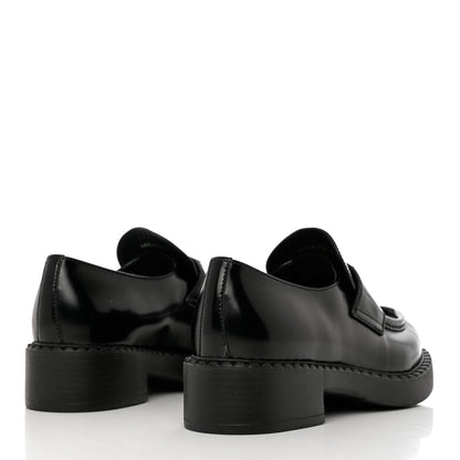 Prada Spazzolato Metal Triangle Logo 50mm Loafers 36.5 Black 4 of 9