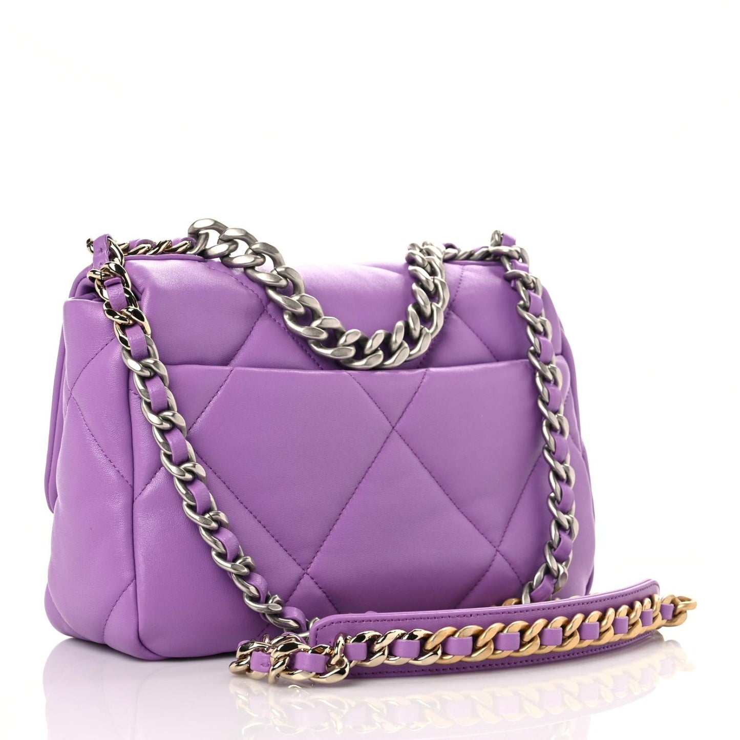 Lambskin Quilted Medium Chanel 19 Flap Light Purple