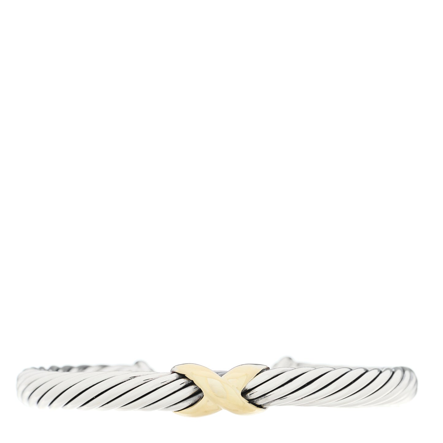 Sterling Silver 14K Yellow Gold 7mm X Station Cable Bracelet