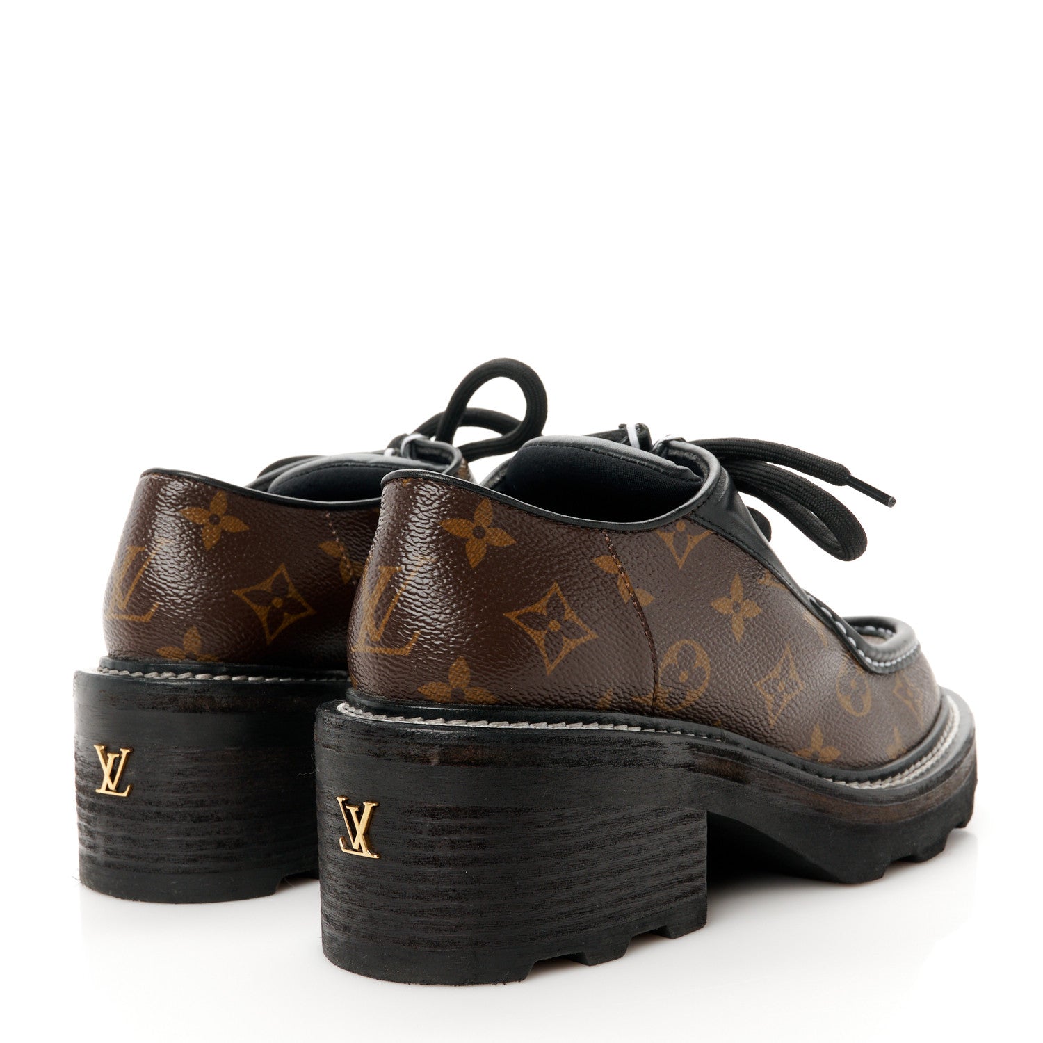 Louis Vuitton Monogram Calfskin Beaubourg Platform Derby Shoes 38 Brown 4 of 8