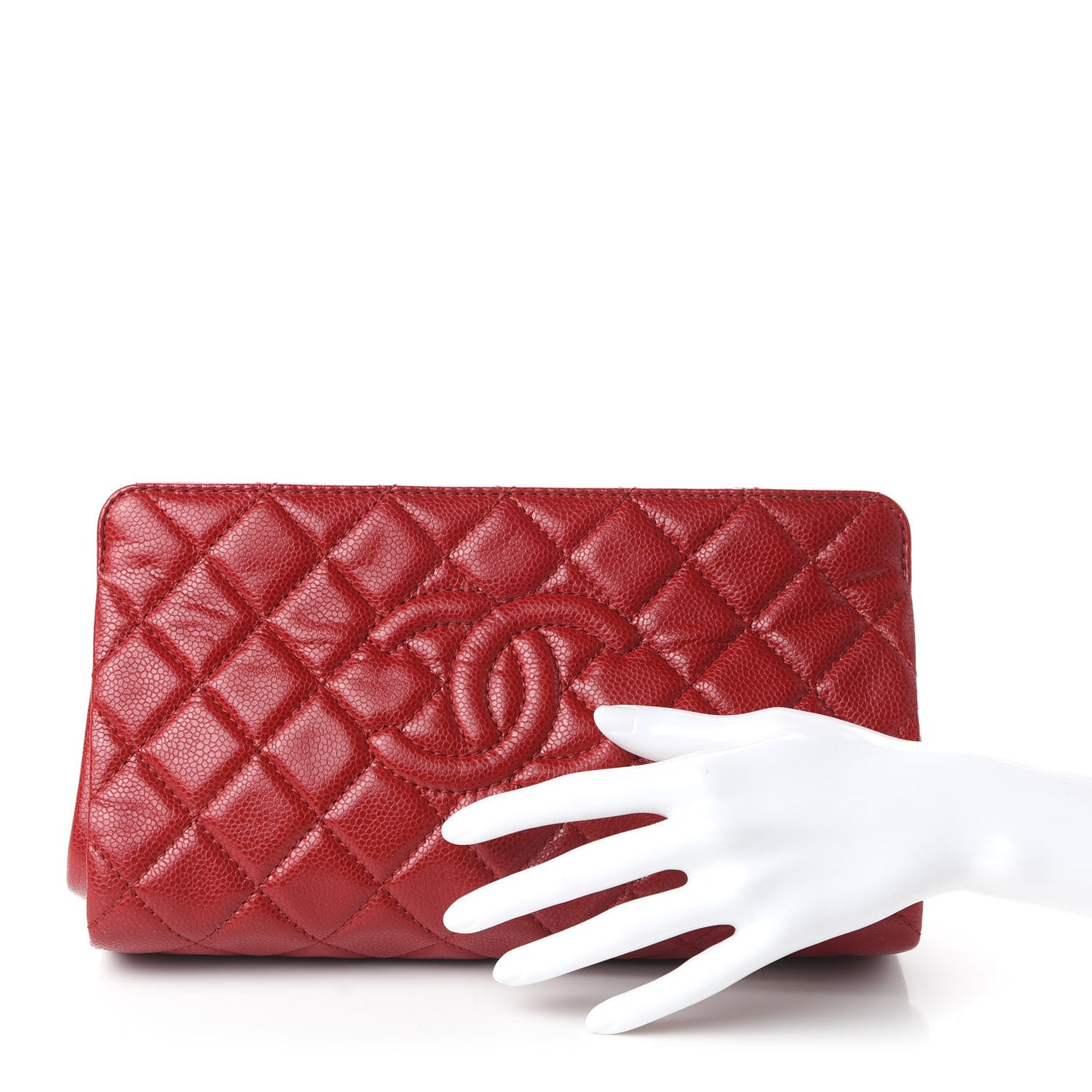 Caviar Quilted CC Clutch Red