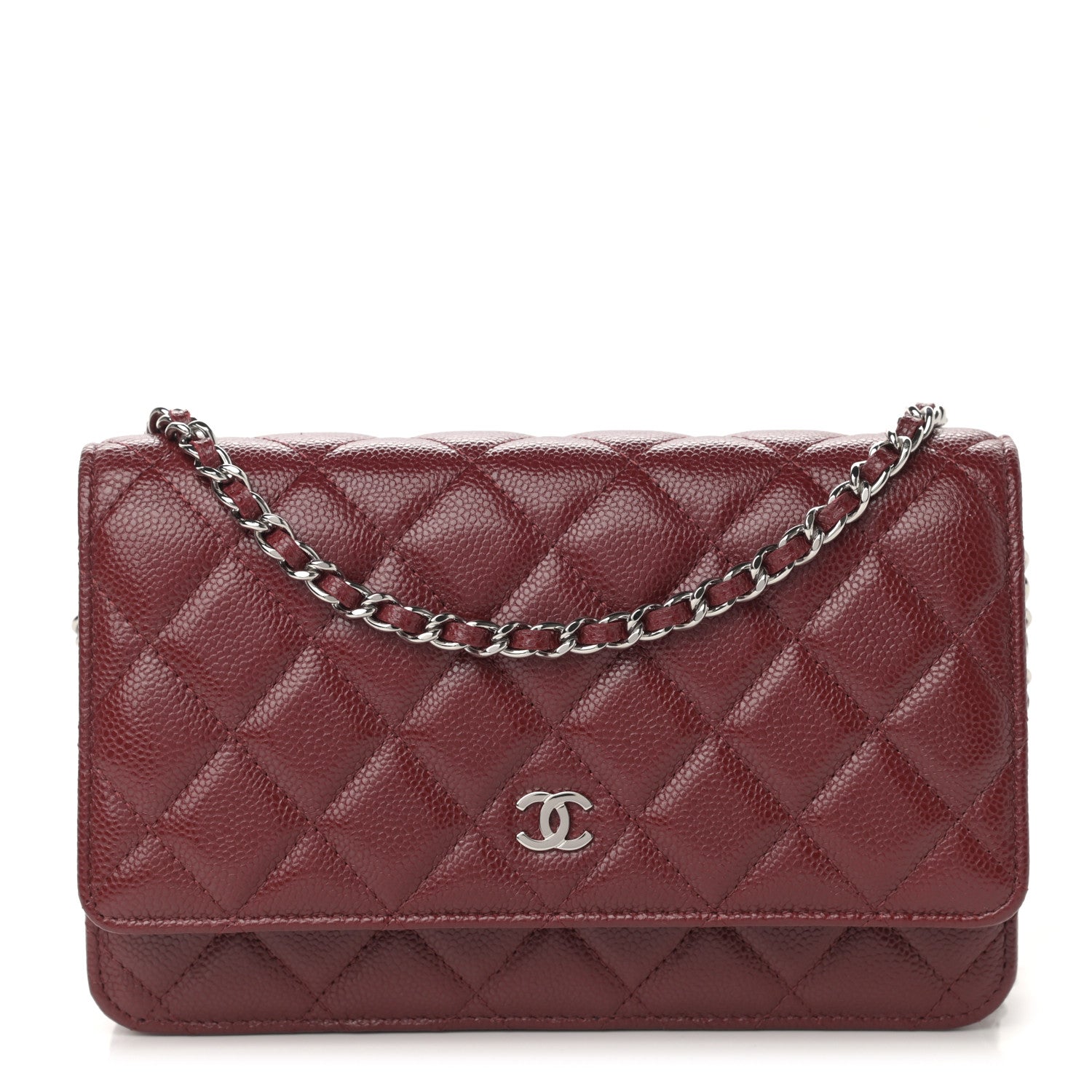 Chanel Caviar Quilted Wallet on Chain WOC Burgundy 1 of 13