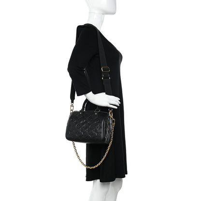 Louis Vuitton Lambskin Embossed Monogram Speedy 22 Bandouliere Black 2 of 10