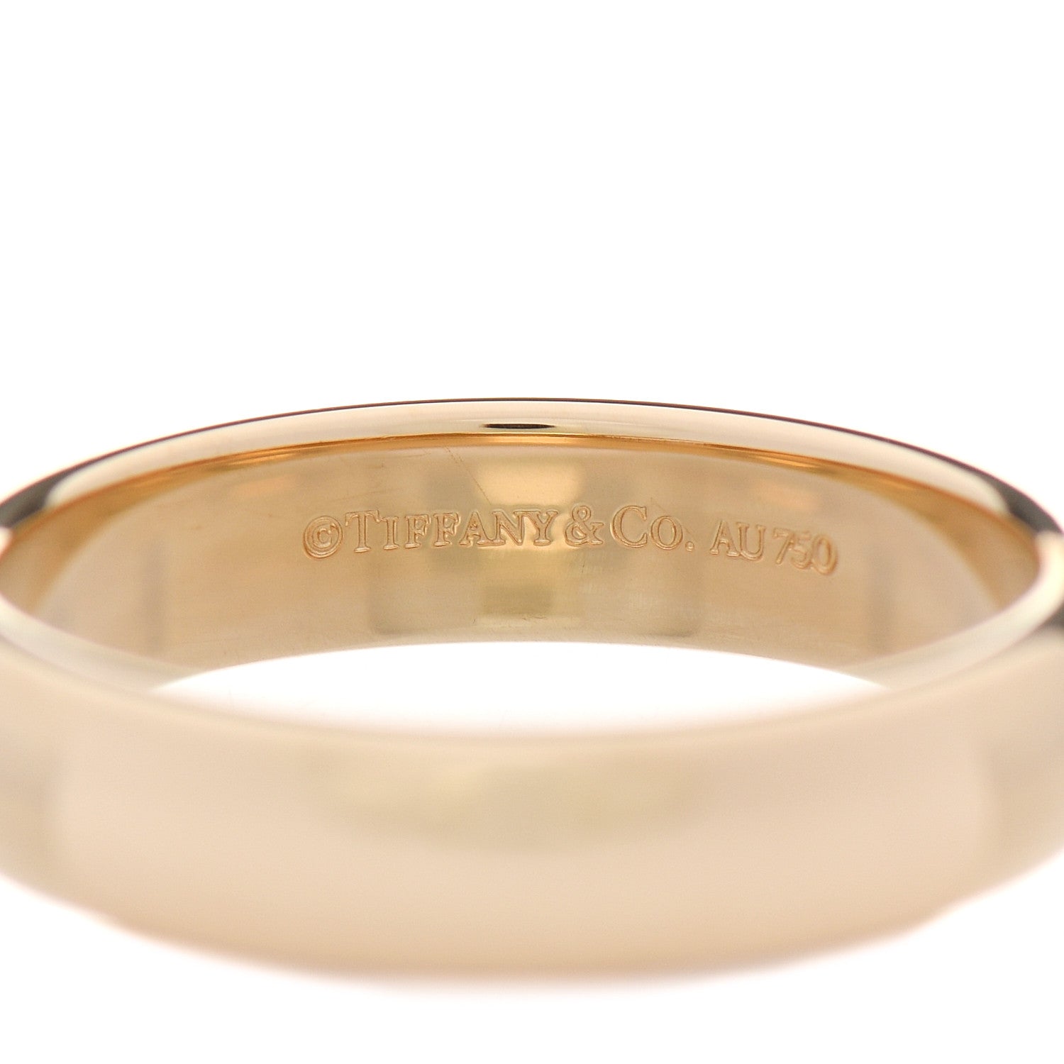 Tiffany 18K Yellow Gold 4.5mm Classic Wedding Band Ring 56 7.5 3 of 4