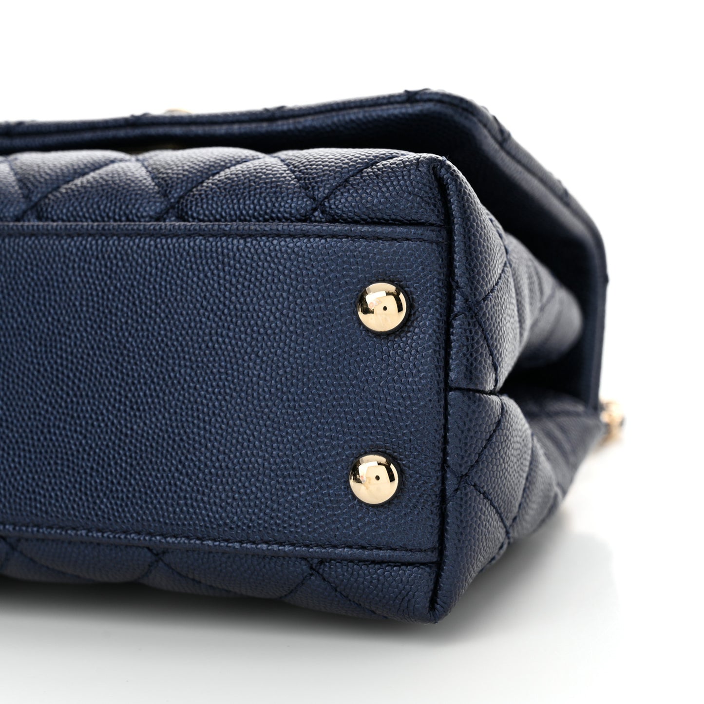 Metallic Caviar Quilted Extra Mini Coco Handle Flap Dark Blue
