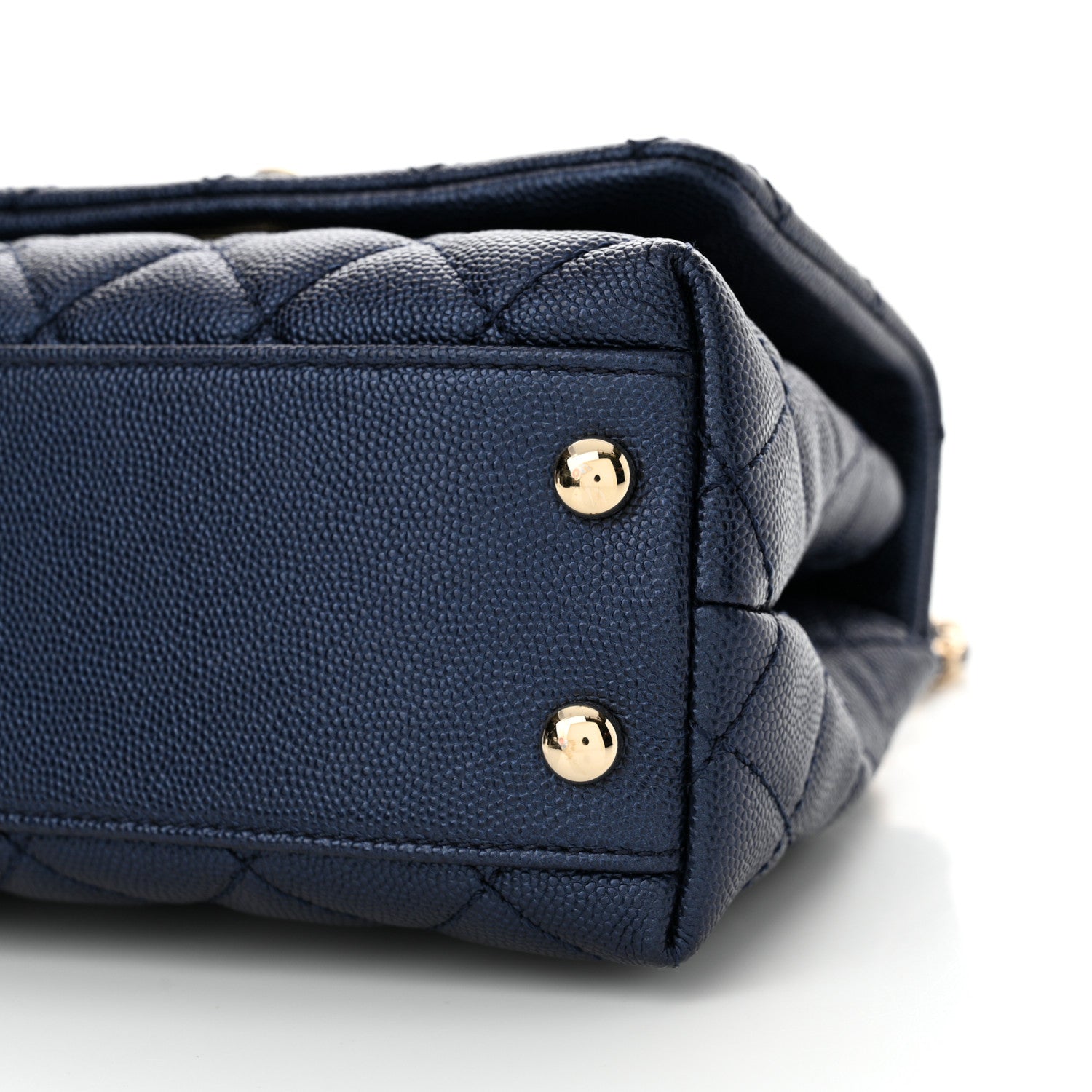 Chanel Metallic Caviar Quilted Extra Mini Coco Handle Flap Dark Blue 10 of 10