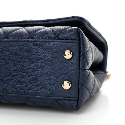 Chanel Metallic Caviar Quilted Extra Mini Coco Handle Flap Dark Blue 10 of 10
